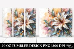 Wooden Lily Watercolor Clipart 20 Oz Tumbler Product Image 1