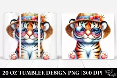 Colorful Sun Hat Tiger Tumbler Product Image 1
