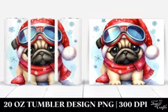 Pug with Santa Hat and Sky Goggles PNG Product Image 1