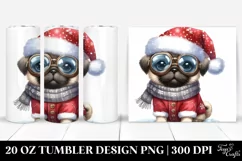 Pug with Santa Hat and Sky Goggles PNG Product Image 1