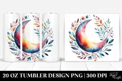 Vibrant Moon with Foliage Clipart, High-Res 20 Oz Tumbler Product Image 1