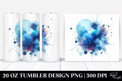 Colorful Blueis Watercolor Splash Stains | 20 Oz Tumbler Product Image 1