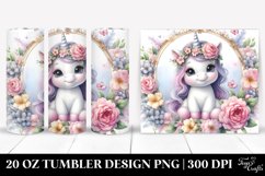 Cute Baby Unicorn with Jasmine Frame | 20 oz Tumbler Product Image 1