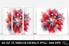 Colorful Redish Watercolor Particles Silver Foil | 20 Oz Product Image 1