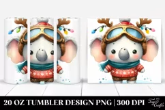Cute Winter Elephant with Reindeer Horns PNG Product Image 1