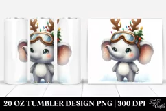 Enthusiastic Elephant with Reindeer Horns PNG Product Image 1