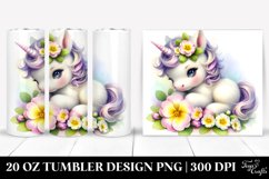 Watercolor Baby Unicorn and Primrose | 20 Oz Tumbler Product Image 1