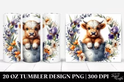 Adorable Babyhighland Cow in Floral Frame | 20 oz Tumbler Product Image 1