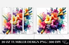 Vibrant Abstract Gladiolus Bouquet | 20 Oz Tumbler Product Image 1