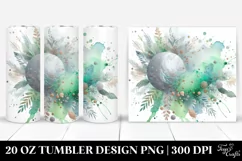 Colorful Greenish Watercolor Splash with Silver Foil | 20 Oz Product Image 1