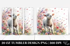 Watercolor Pastel Lamb Tumbling Spring Petals | 20 Oz Product Image 1