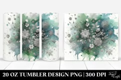 Colorful Greenish Watercolor Splash with Silver Foil | 20 Oz Product Image 1
