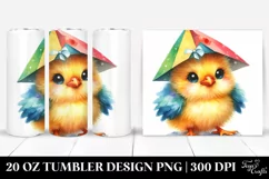 Colorful Smiling Baby Chicken with Big Eyes | 10 Oz Tumbler Product Image 1