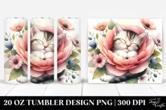 Sleeping Kitten in Flower | 20 oz Tumbler Product Image 1