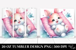 Vibrant Pinkish Baby Rabbit on Pillow | 20 Oz Tumbler Product Image 1