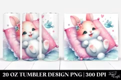 Vibrant Pinkish Baby Rabbit on Pillow | 20 Oz Tumbler Product Image 1