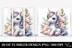 Pastel Baby Unicorn and Freesia | 20 Oz Tumbler Product Image 1