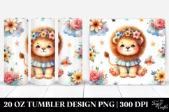 Smiling Baby Lion on Whimsical Cloud Flowers | 20 Oz Tumbler Product Image 1