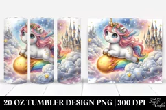 Baby Unicorn Riding on Comet Watercolor | 20 Oz Tumbler Product Image 1