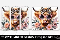 Elegant Highland Cow with Animal Print Bow | 20 Oz Tumbler Product Image 1