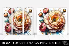 Detailed Stained Ranunculus Tumbler | 20 Oz Product Image 1