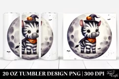 Cute Halloween Zebra on the Moon PNG Product Image 1
