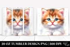 Cute Baby Cat Portrait in Watercolor | 20 oz Tumbler Product Image 1