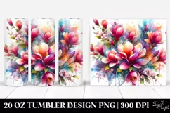 Vibrant Watercolor Abstract Magnolia Bouquet | 20 Oz Tumbler Product Image 1