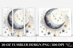 Washed Watercolor Half Moon Stars | 20 oz Tumbler Product Image 1