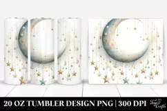 Washed Watercolor Half Moon Stars | 20 oz Tumbler Product Image 1