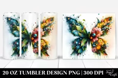 Abstract Vibrant Butterfly Plant Leaves Flowers 3D. 20 oz Product Image 1