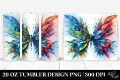 Abstract Vibrant Watercolor Butterfly Plant Leaves. 20 Oz Product Image 1