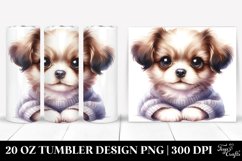Adorable Baby Dog Portrait in Watercolor | 20 oz Tumbler Product Image 1