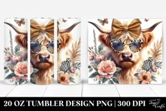 Elegant Highland Cow Bow Tumbler Product Image 1