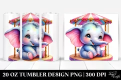 Colorful Baby Elephant Resting Carousel | 20 Oz Tumbler Product Image 1