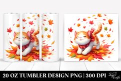 Colorful Cat Tumbling with Autumn Leaves | 20 oz Tumbler Product Image 1
