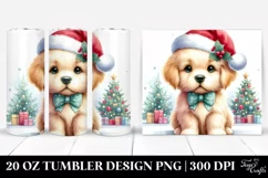 Cute Winter Golden Retriever with Christmas Tree PNG Product Image 1