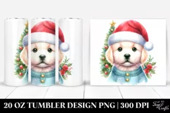 Cute Winter Golden Retriever with Christmas Tree PNG Product Image 1