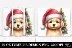 Cute Winter Golden Retriever with Christmas Tree PNG Product Image 1
