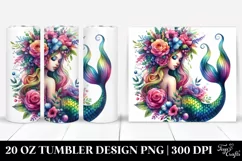 dressed Mermaid Floral Wreath | 20 oz Tumbler Product Image 1