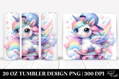 Colorful Baby Unicorn Skateboard. 20 Oz Tumbler Design Product Image 1