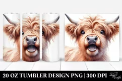 Watercolor Highland Cow Portrait with Big Eyes | 20 Oz Product Image 1