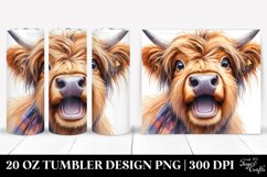 Watercolor Highland Cow Portrait with Big Eyes | 20 Oz Product Image 1