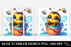 20 Oz Tumbler Sublimation | Colorful Smiling Cute Baby Bee Product Image 1