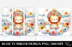 Small Watercolor Colorful Cute Baby Lion with Whimsical Product Image 1