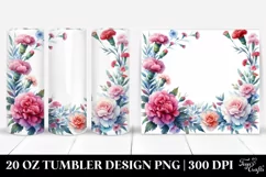 Colorful Watercolor Frame with Carnation | 20 oz Tumbler Product Image 1