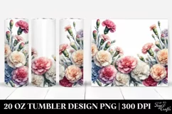 Colorful Watercolor Frame with Carnation | 20 oz Tumbler Product Image 1