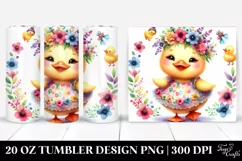 Small Watercolor Colorful Cute Baby Duck with Whimsical Product Image 1