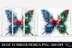 Abstract Vibrant Watercolor Butterfly Plant Leaves Frame. 20 Product Image 1
