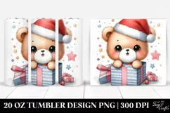 Cute Christmas Bear with Santa Hat PNG Product Image 1